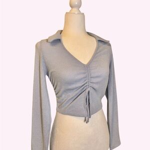 Le Lis Blue/Gray Ruched Women's Crop Top - NEW w/o tags